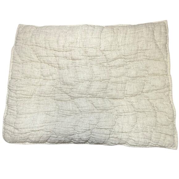 1 Pottery Barn Linen Cotton Blend Quilted Pillow Sham 26x20 Ivory Cream Neutral - Picture 1 of 4
